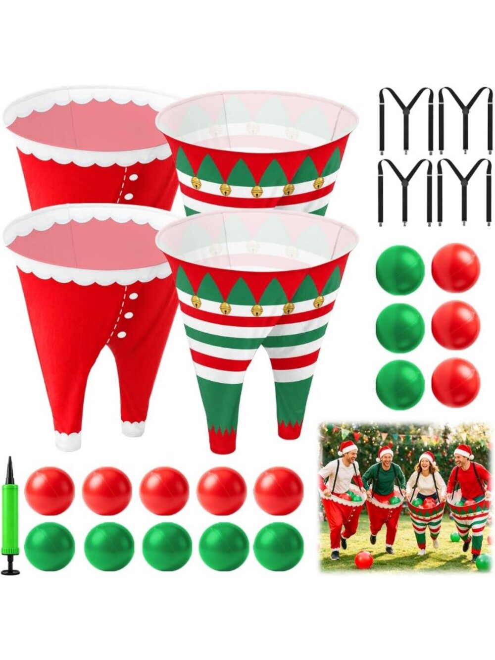 Giant Santa Elf Granny Pants Game - Fun Outdoor Yard Game for Adults & Family